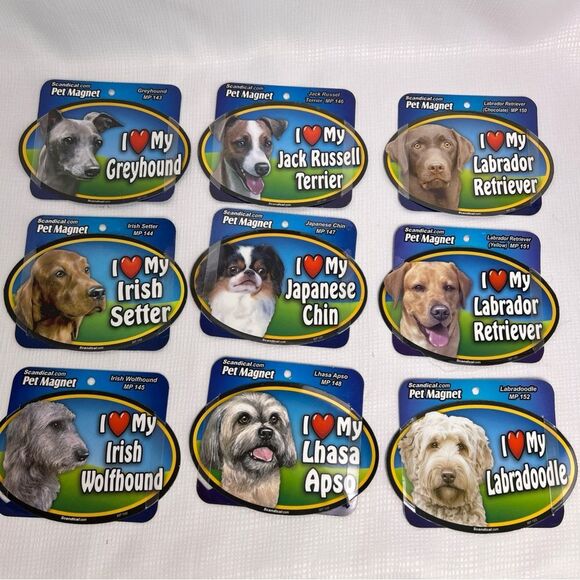 5 NEW I Love My “Dog Breed/Cat” Pet Magnets For Cars Lockers Fridge 6” Oval - Picture 5 of 12